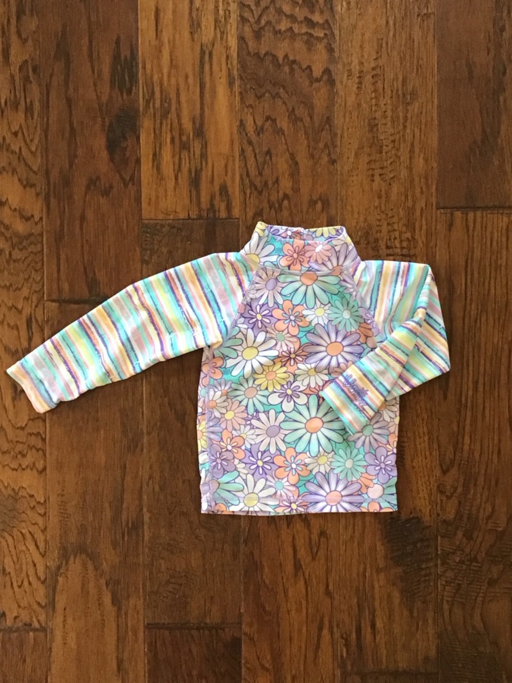 UV Skins Kids Floral & Stripe Long-Sleeve Swim Shirt - Pastel Multi
